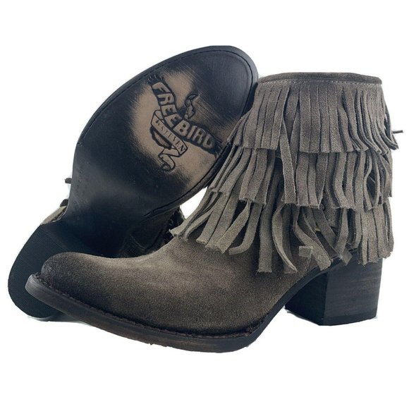 freebird Shoes - Freebird Belle Boots 7 Taupe Brown Leather Suede